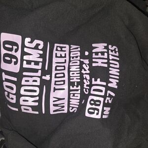 Black Graphic Tee with Pink Print